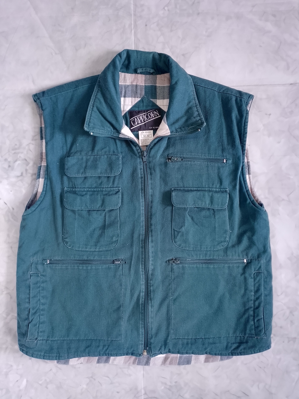 Vintage 90s Capricorn Teal Utility Vest UNISEX Workwear